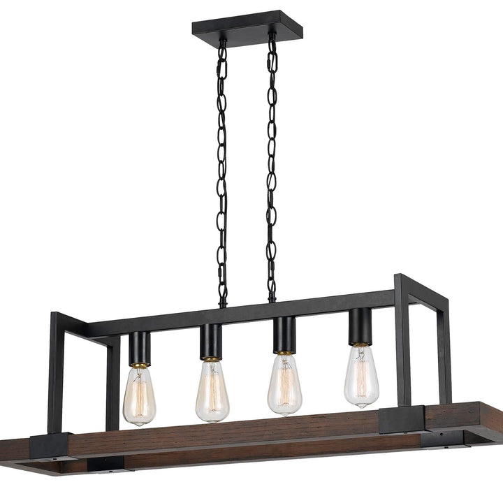 ##Antique Hardware## 60W X 4 ANTONIO WOOD CHANDELIER (EDISON BULBS NOT INCLUDED)