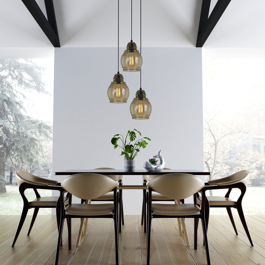 ##Antique Hardware## 60W TERAMO RIPPLED GLASS PENDANT (EDISON BULB NOT INCLUDED)