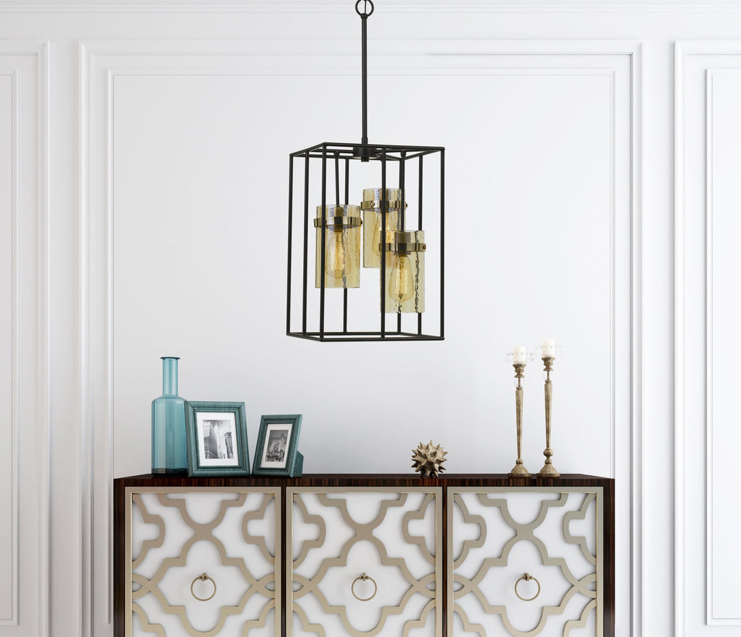 ##Antique Hardware## 60W X 3 CREMONA GLASS PENDANT FIXTURE (EDISON BULBS NOT INCLUDED)