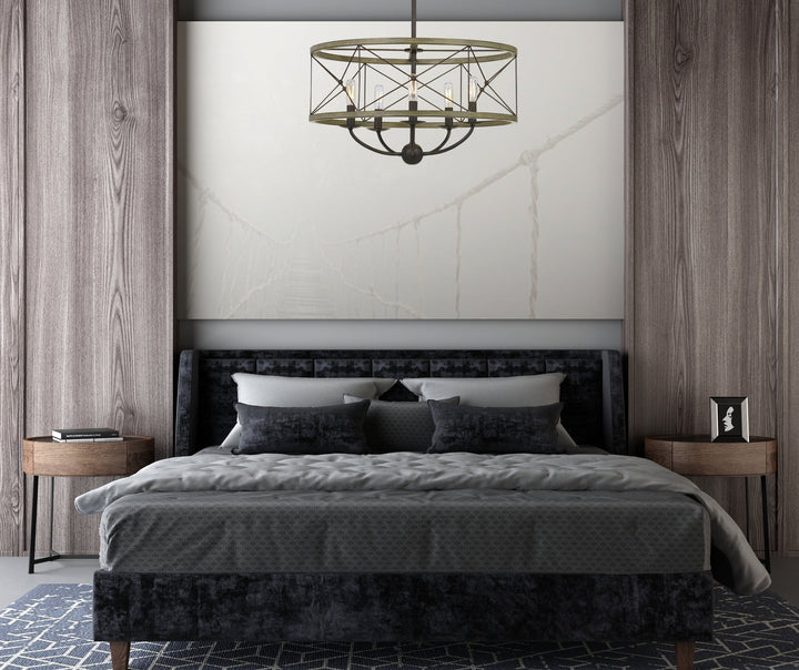 ##Antique Hardware## 40W X 5 MODICA METAL PENDANT FIXTURE (EDISON BULBS NOT INCLUDED)
