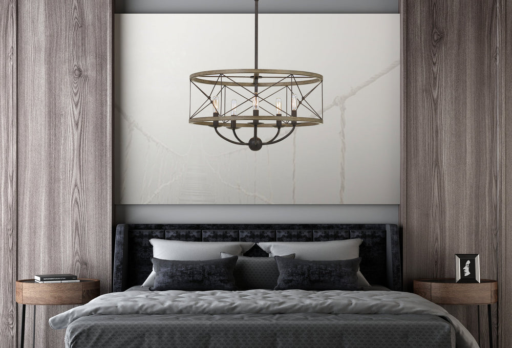 ##Antique Hardware## 40W X 5 MODICA METAL PENDANT FIXTURE (EDISON BULBS NOT INCLUDED)
