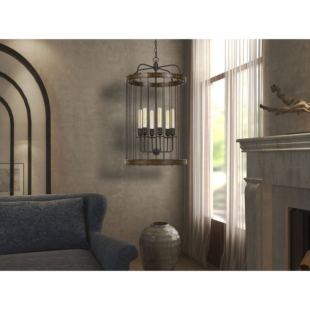 ##Antique Hardware## CANTANIA 60W X 6 METAL PENDANT FIXTURE  (EDISON BULBS NOT INCLUDED)