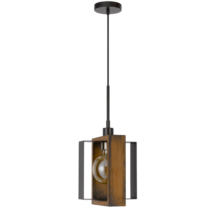 ##Antique Hardware## 60W AGRIGENTO PINE WOOD/METAL MINI PENDANT FIXTURE (EDISON BULB INCLUDED)