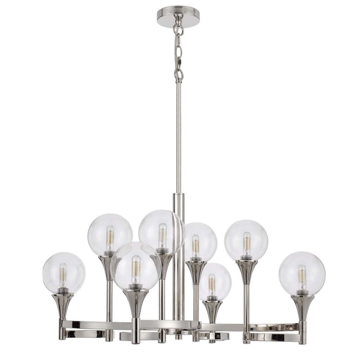 ##Antique Hardware## 15W X 8 MILBANK METAL CHANDELIER AND CLEAR ROUND GLASS SHADES