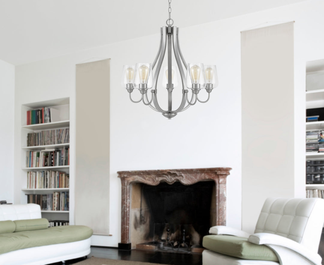##Antique Hardware## NEWPORT METAL CHANDELIER WITH GLASS SHADES