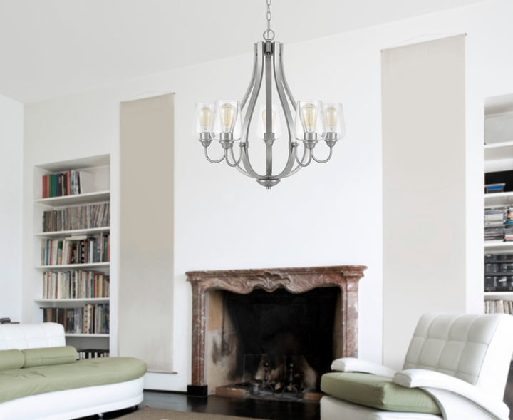 ##Antique Hardware## NEWPORT METAL CHANDELIER WITH GLASS SHADES