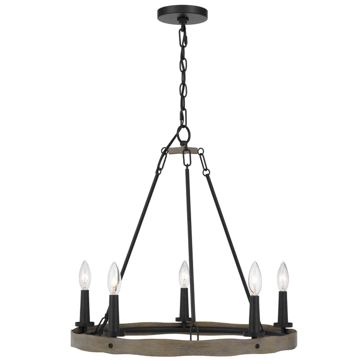 ##Antique Hardware## MAIDSTONE METAL CHANDELIER WITH WOOD FINISH