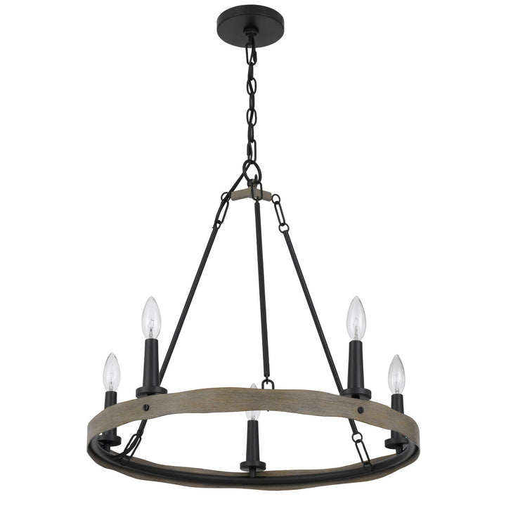 ##Antique Hardware## MAIDSTONE METAL CHANDELIER WITH WOOD FINISH