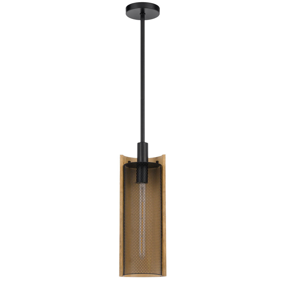 ##Antique Hardware## Wigan robber wood drop pendant with mesh shade