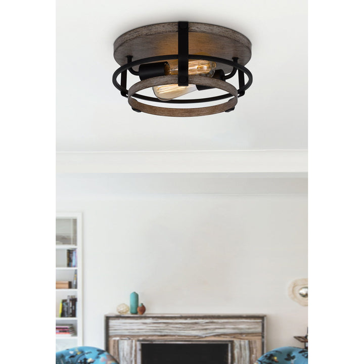 ##Antique Hardware## 60W X 2 CLARITA METAL SEMI FLUSH MOUNT FIXTURE