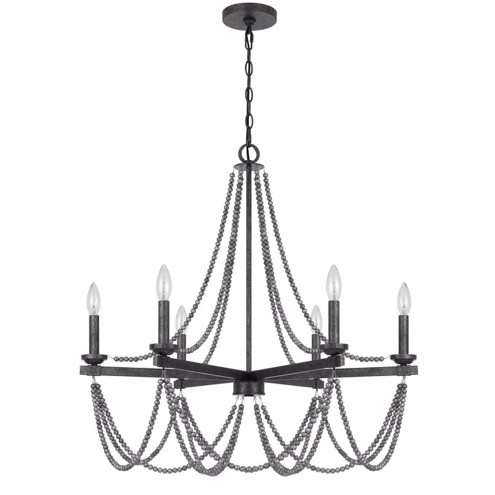 ##Antique Hardware## 60W X 6 VENTURA METAL BEADED CHANDELIER
