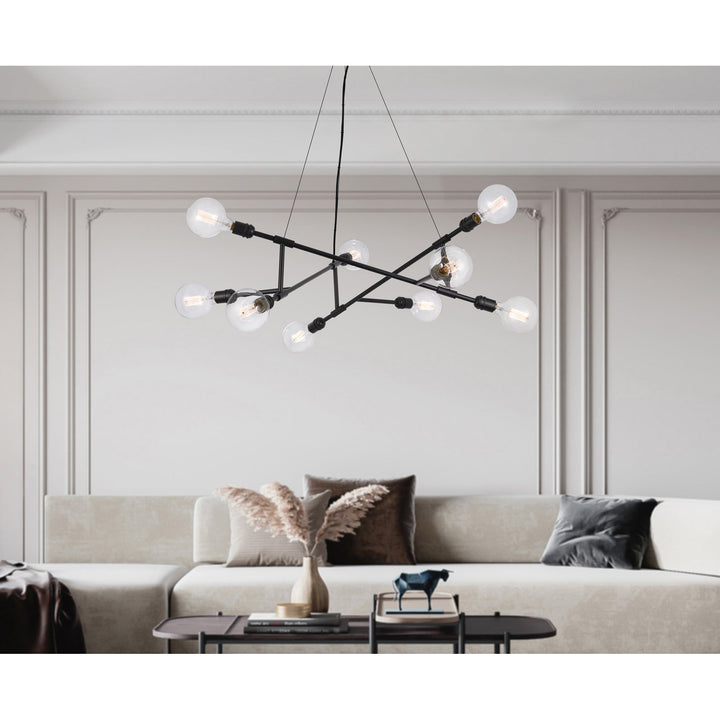 ##Antique Hardware## 60W X 9 MASSENA METAL CHANDELIER