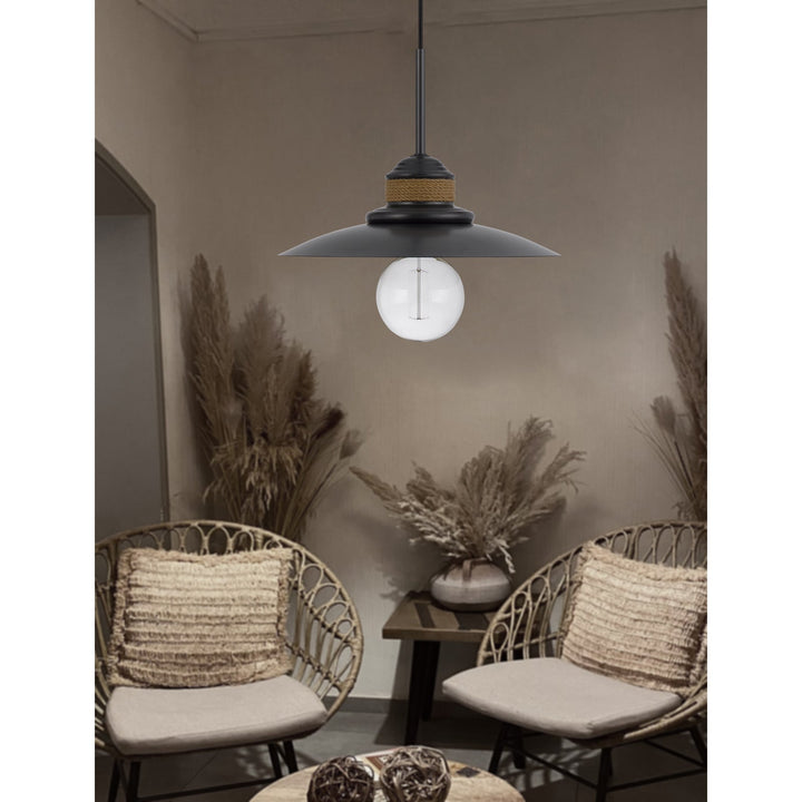 ##Antique Hardware## 60W MINEOLA METAL MINI PENDANT WITH BURLAP DESIGN