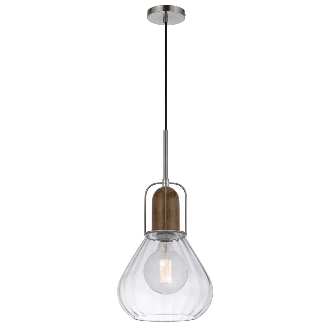 Antique Hardware 60W ROCHELLE METAL / RUBBER WOOD MINI GLASS PENDANT Pendant