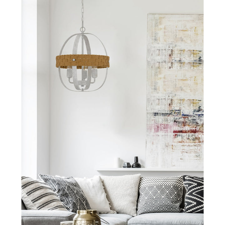 ##Antique Hardware## 60W X 3 BARTON METAL CHANDELIER WITH RATTAN DESIGN