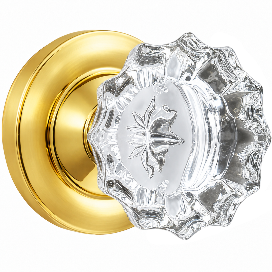 Magnifique® Classic Door Set with Crystal Fluted Knobs (Several Finishes Available)
