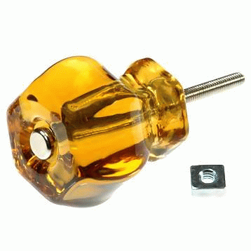 ##Antique Hardware## 1 1/2 Inch Depression Hexagon Glass Cabinet and Furniture Knobs (Several Colors Available)