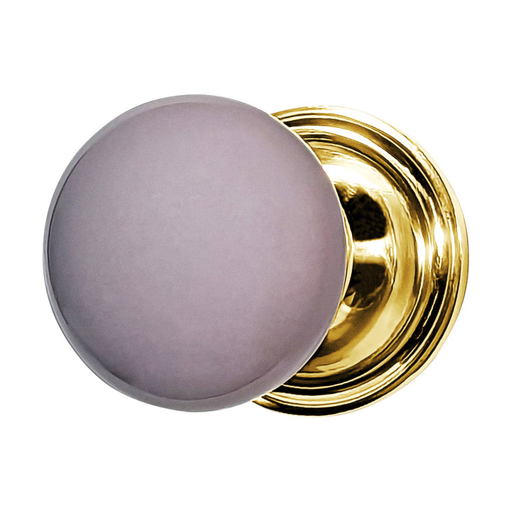 Traditional Rosette Door Set with Gray Porcelain Door Knobs (Several Finishes Available)