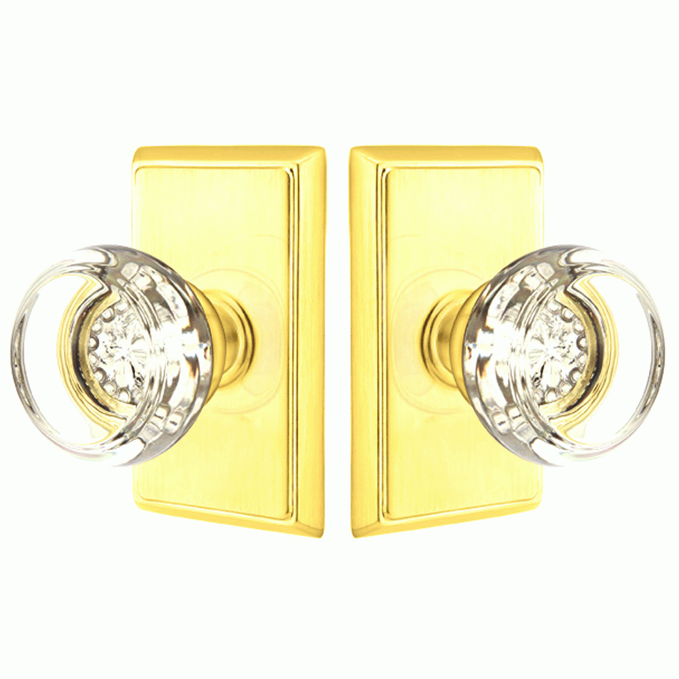 ##Antique Hardware## Crystal Georgetown Door Knob Set With Rectangular Rosette (Several Finish Options)