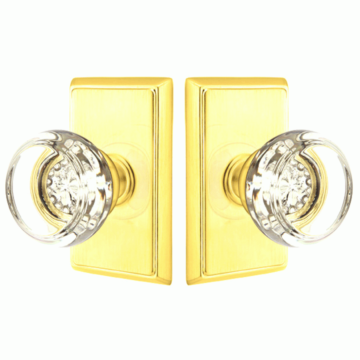 ##Antique Hardware## Crystal Georgetown Door Knob Set With Rectangular Rosette (Several Finish Options)