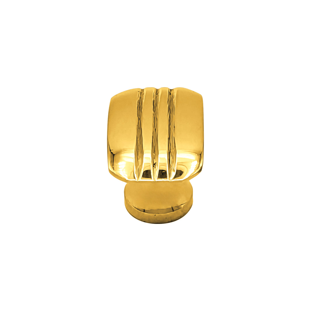 Brass Art Deco Style Rectangular Art Deco Style Lined Knob for Cabinets & Furniture