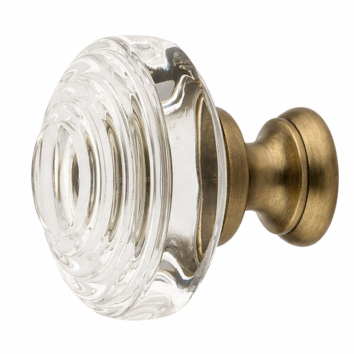 1 1/4 Inch Clear Crystal Glass Deco Cabinet & Furniture Knob
