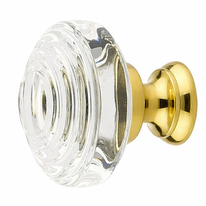 1 1/4 Inch Clear Crystal Glass Deco Cabinet & Furniture Knob