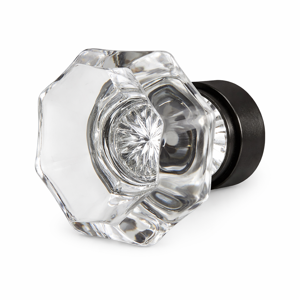 1 3/8 Inch Crystal Clear Octagon Old Town Cabinet and Furniture Knob