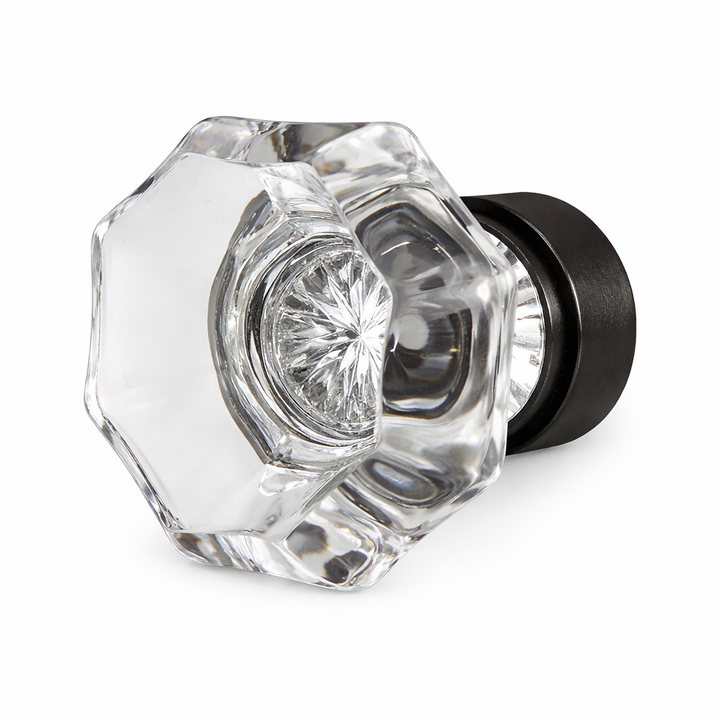1 3/8 Inch Crystal Clear Octagon Old Town Cabinet and Furniture Knob