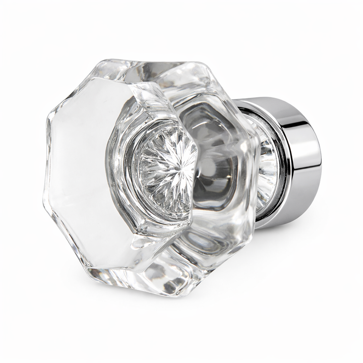 1 3/8 Inch Crystal Clear Octagon Old Town Cabinet and Furniture Knob