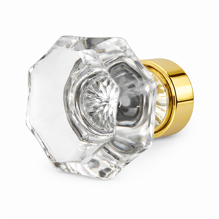 1 3/8 Inch Crystal Clear Octagon Old Town Cabinet and Furniture Knob