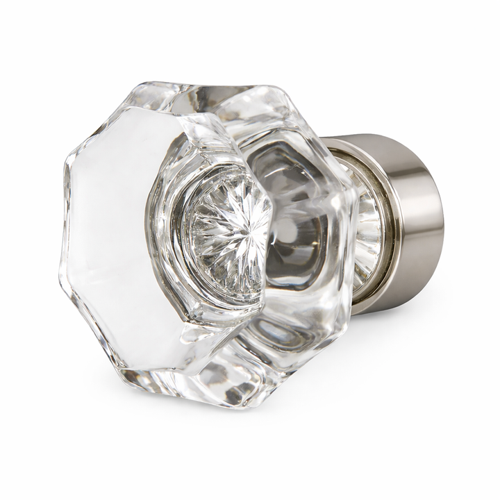 1 3/8 Inch Crystal Clear Octagon Old Town Cabinet and Furniture Knob