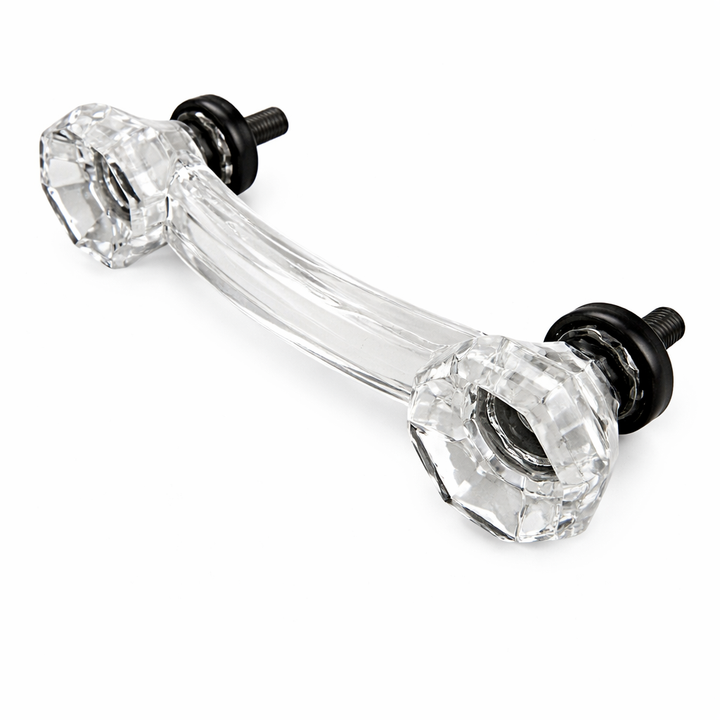 4 Inch Overall (3 Inch c-c) Clear Glass Old Town Octagon Shape Cabinet Pulls (Several Finishes Available)