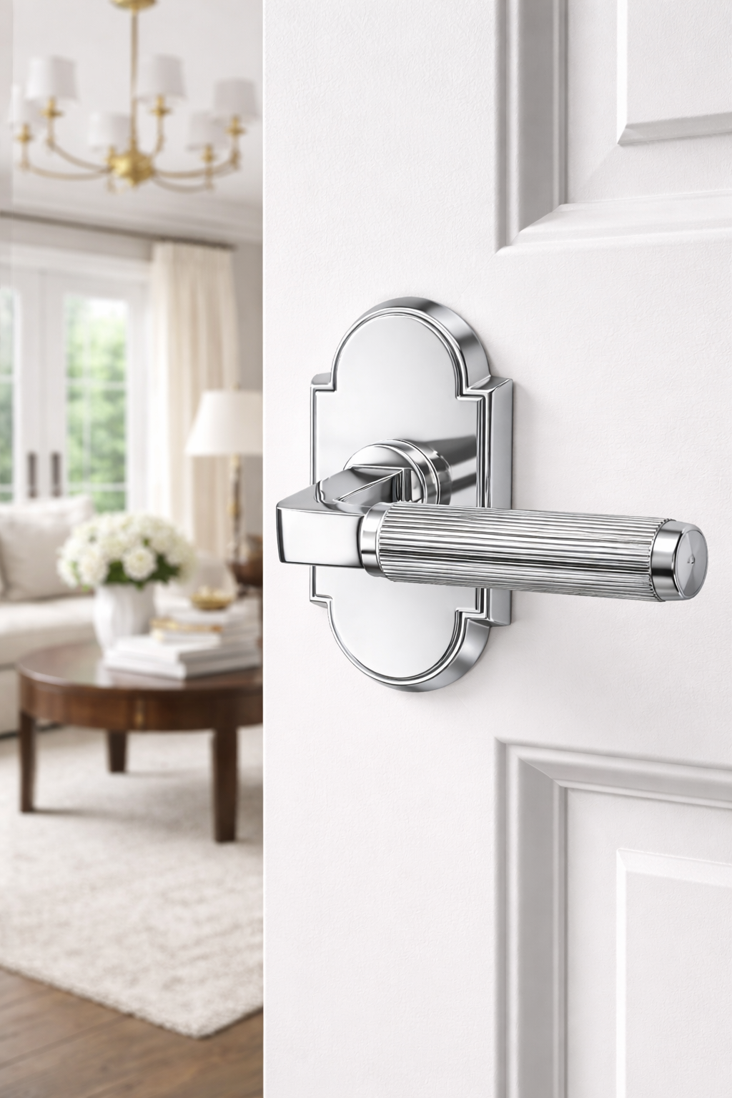 ##Antique Hardware## Magnifique® Arched Door Set with Modern Reed Lever (Several Finishes Available)