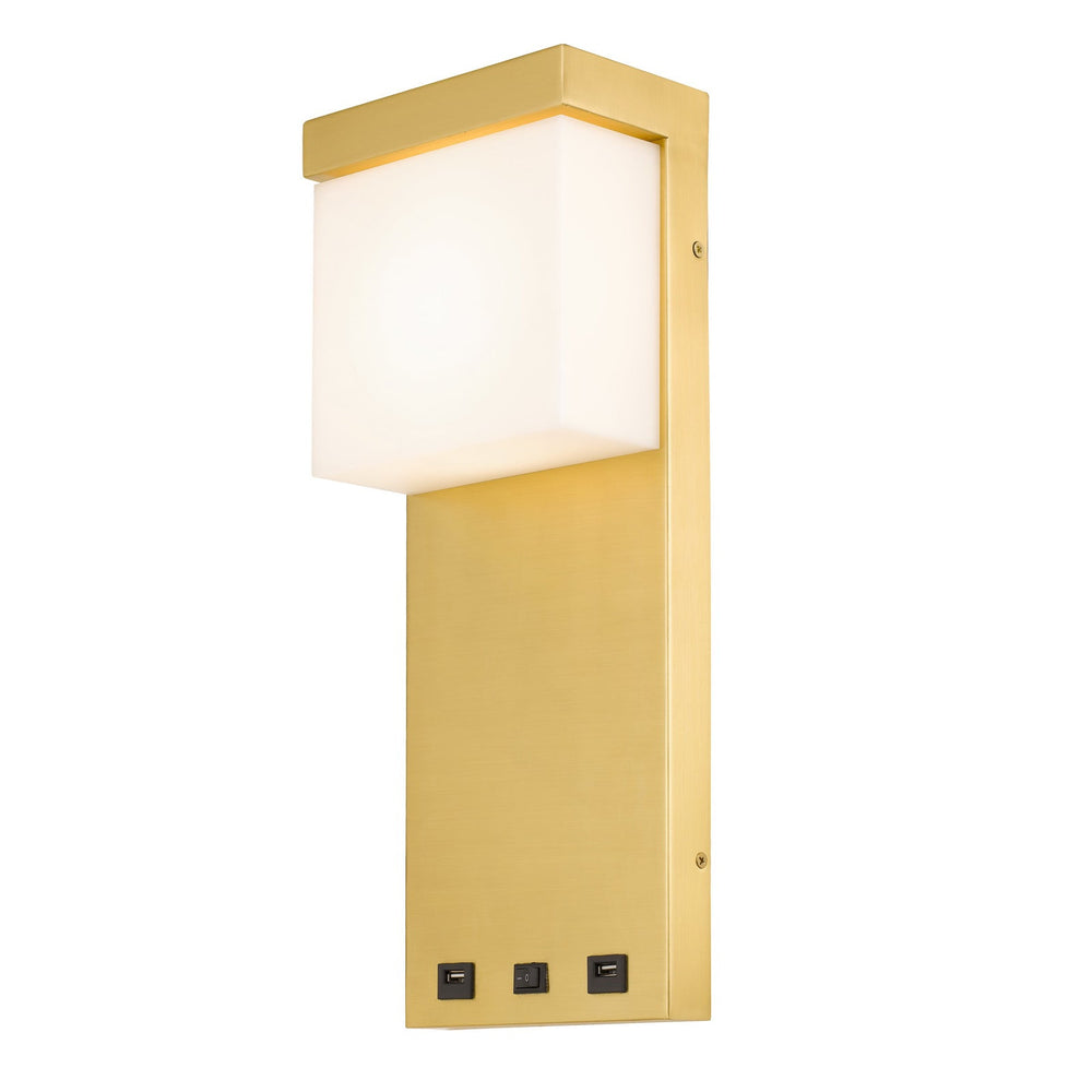 ##Antique Hardware## GETAFE METAL LED BEDSIDE WALL SCONCE WITH ROCKER SWITCH AND 2 USB CHARGING PORTS