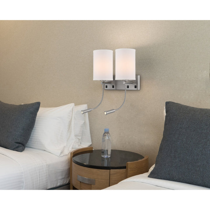 ##Antique Hardware## 60W X 2 LAKEWOOD WALL LAMP WITH TWO 1W INTERGRATED LED READING LAMPS