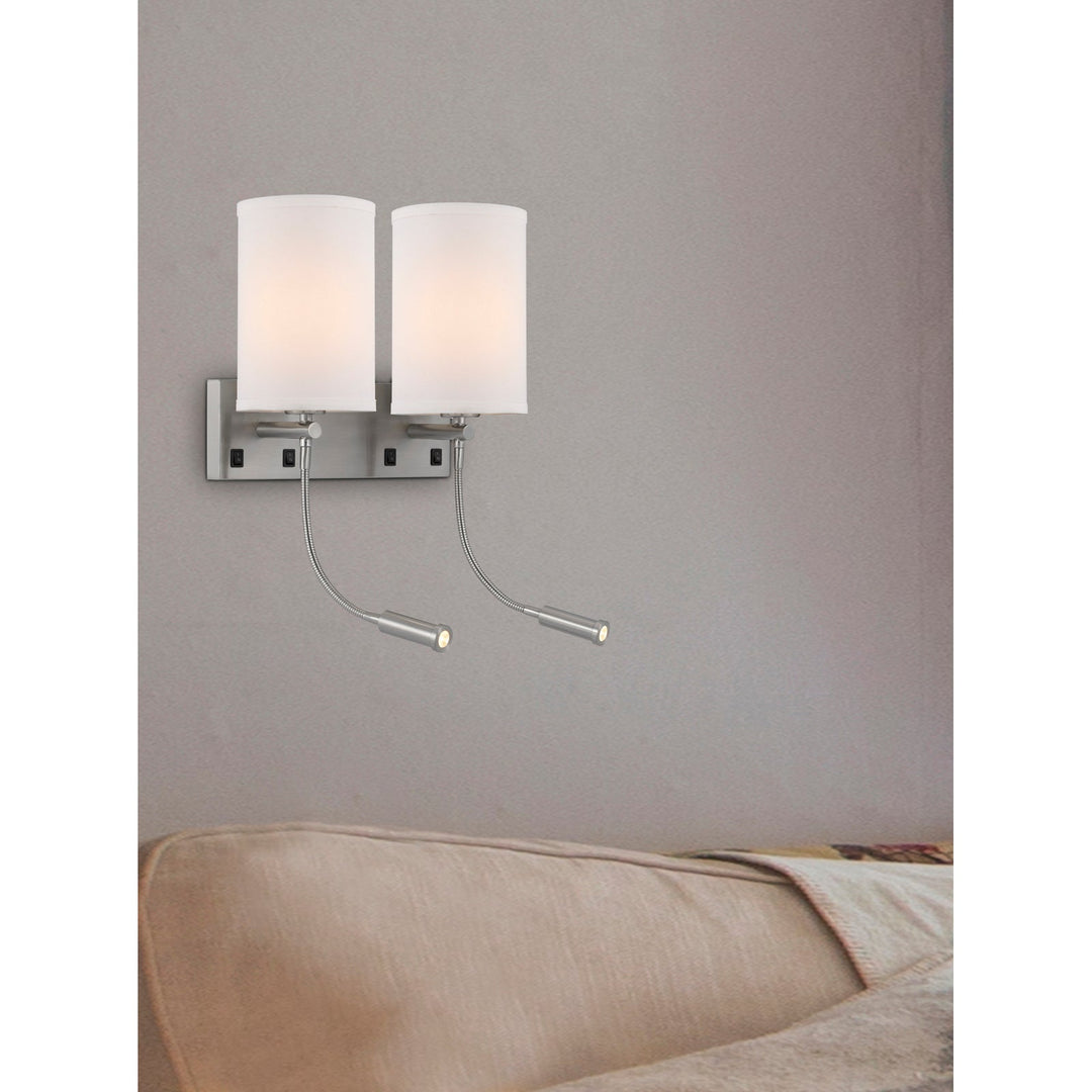 ##Antique Hardware## 60W X 2 LAKEWOOD WALL LAMP WITH TWO 1W INTERGRATED LED READING LAMPS