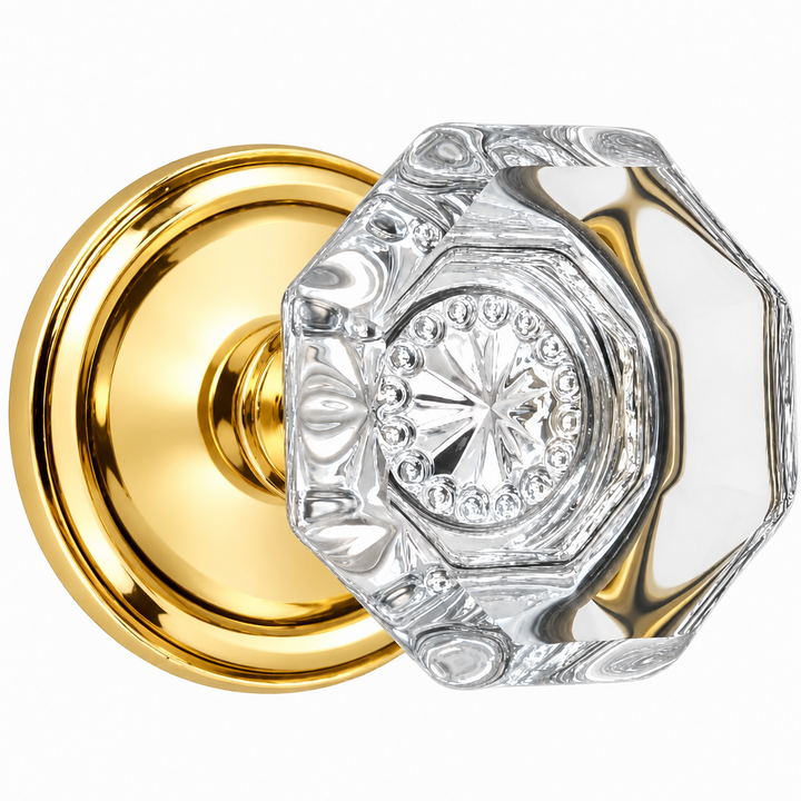 Traditional™Rosette Door Set with Octagon Crystal Door Knobs (Several Finishes Available)
