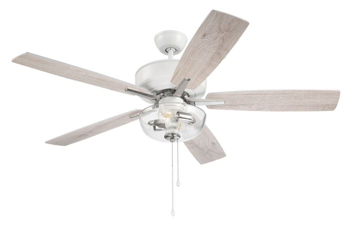 ##Antique Hardware## 52" Pro Plus 101 in White/Polished Nickel w/ White/Washed Oak Blades