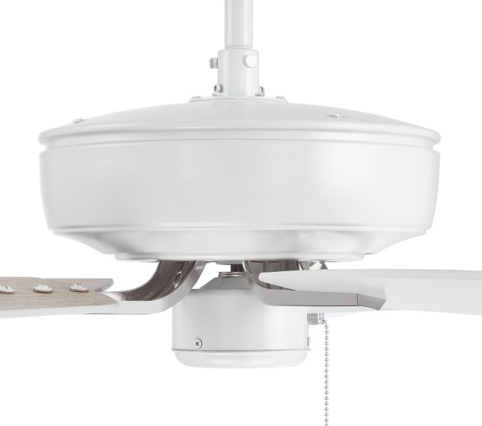 ##Antique Hardware## 52" Pro Plus in White/Polished Nickel w/ White/Washed Oak Blades