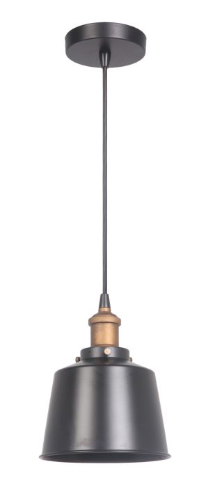 ##Antique Hardware## 1 Light Mini Pendant in Matte Black/Patina Aged Brass