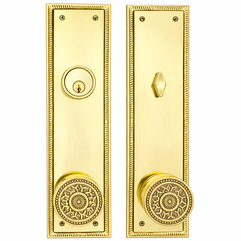 ##Antique Hardware## Georgian Roped Rectangular Style Single Door Entryway Set (Several Knob & Finish Options Available)