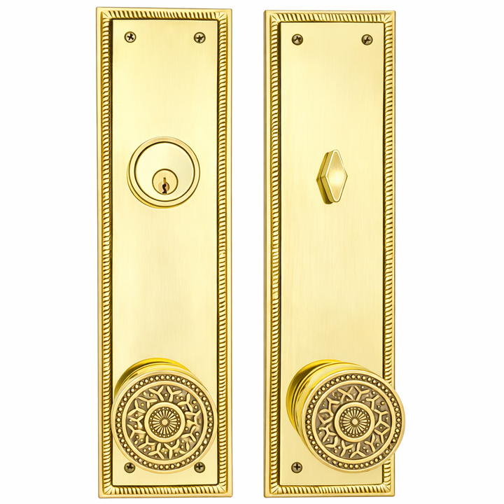 ##Antique Hardware## Georgian Roped Rectangular Style Single Door Entryway Set (Several Knob & Finish Options Available)