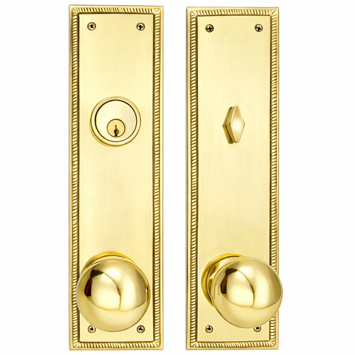 ##Antique Hardware## Georgian Roped Rectangular Style Single Door Entryway Set (Several Knob & Finish Options Available)
