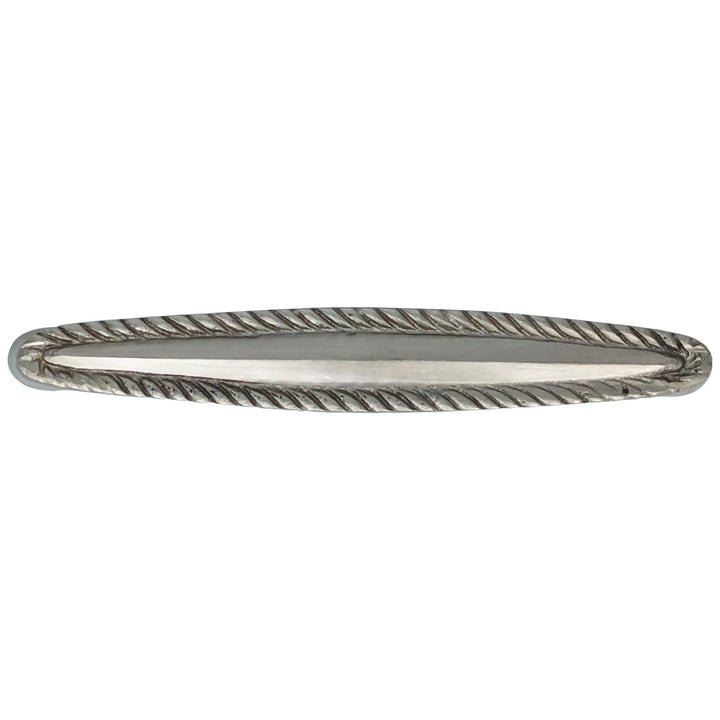 ##Antique Hardware## 3 Inch C-to-C Brass Georgian Roped Style Pull (Satin Nickel Finish)