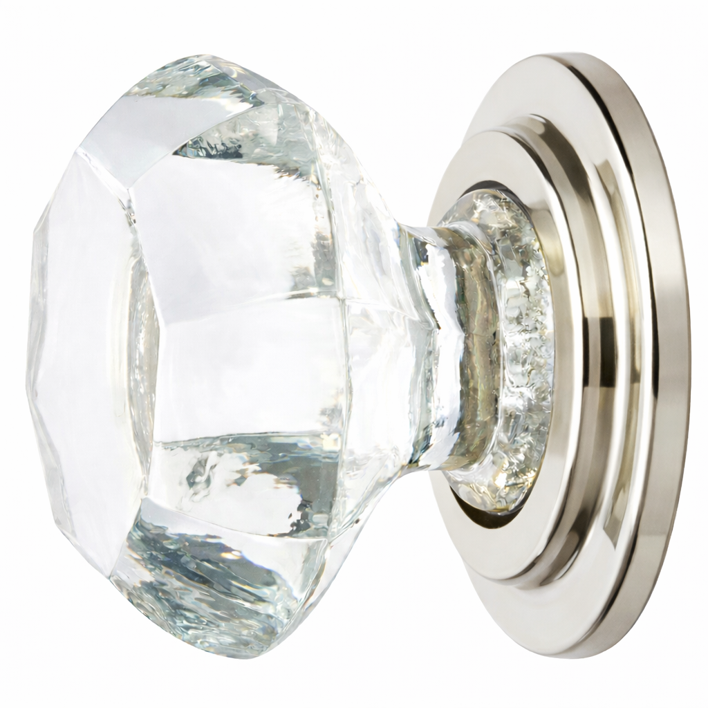 1 3/4 Inch Emtek Old Town Crystal Clear Glass Cabinet and Furniture Knob
