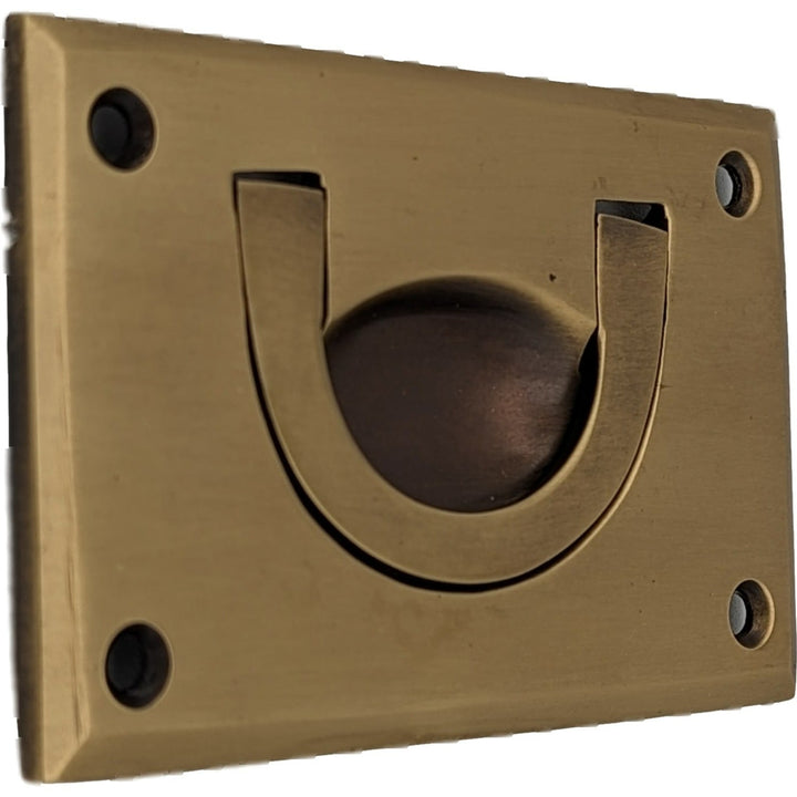 ##Antique Hardware## Solid Brass Recessed Bail Pull