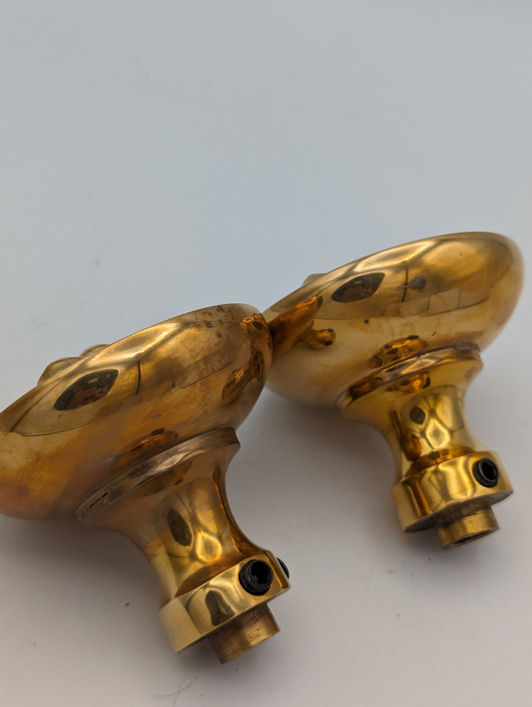 ##Antique Hardware## Open Box Sale Item Solid Brass Romanesque Spare Door Knob Set (Polished Brass Finish)