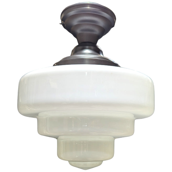 Antique Hardware 15 1/2 Inch Manhattan Skyscraper Nouveau Style Semi-Flush Mount Light (Black Bronze Finish) 