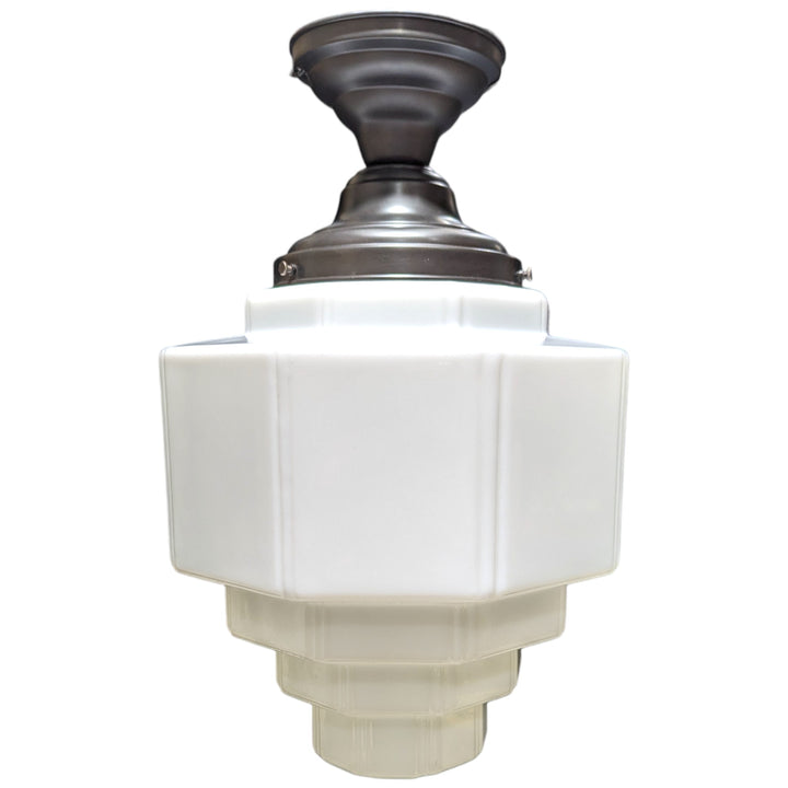 ##Antique Hardware## 19 1/2 Inch Manhattan Skyscraper Grandeur Style Semi-Flush Mount Light (Black Bronze Finish)